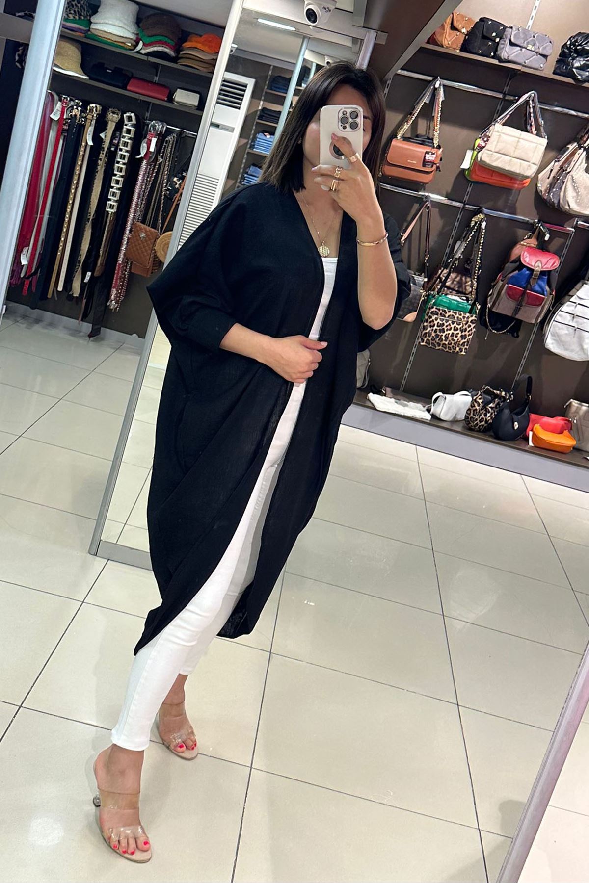 Uzun Salaş Düz Model Kimono-Siyah