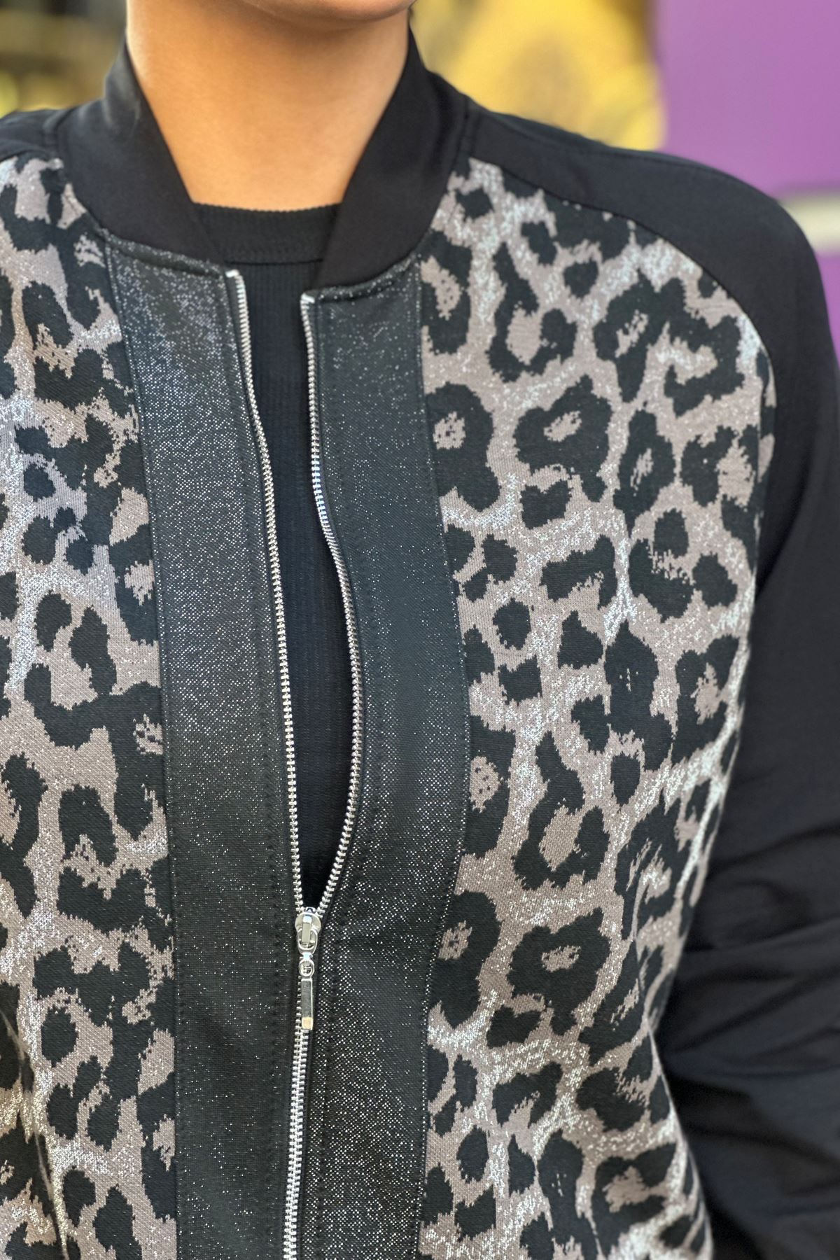 Jakarlı Leopar Desenli İkili Takım-Leopar