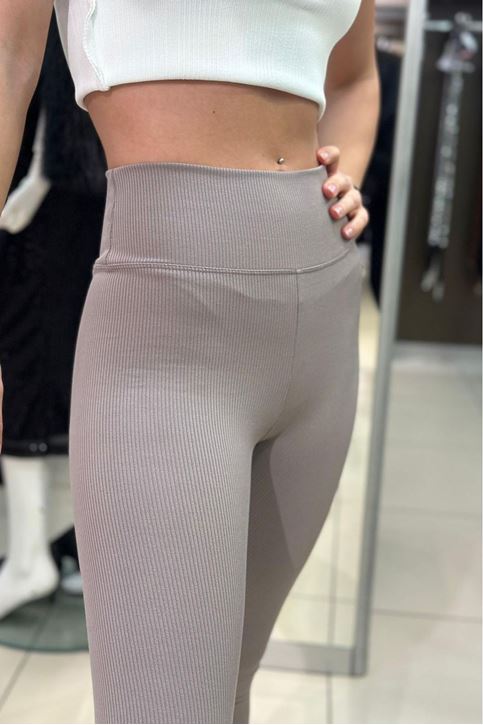 İçi Şardonsuz Fitilli Tayt-Vizon