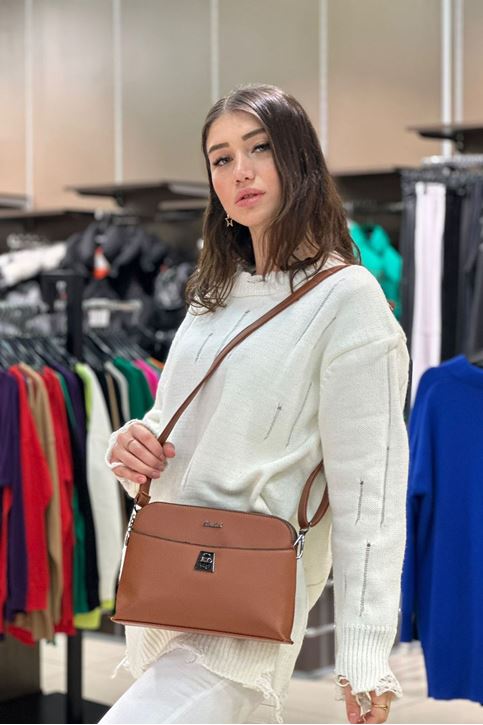 Ara Cepli Kilit Detaylı Fermuarlı Çanta-Taba