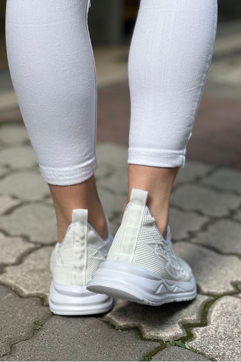 Triko Örgü Spor Ayakkabı-Beyaz