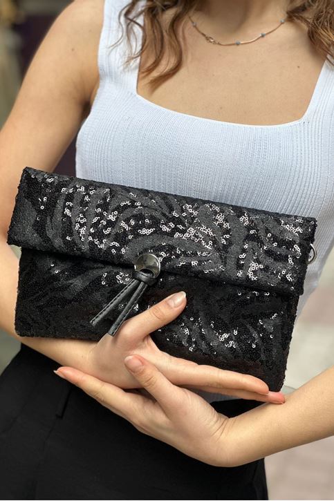 Aksesuar Tokalı Kendinden Pulpayet Portföy-Zebra