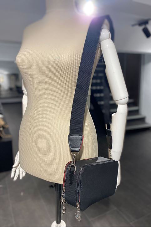 Çift Fermuarlı Ön Cepli Kutu Çanta-Siyah