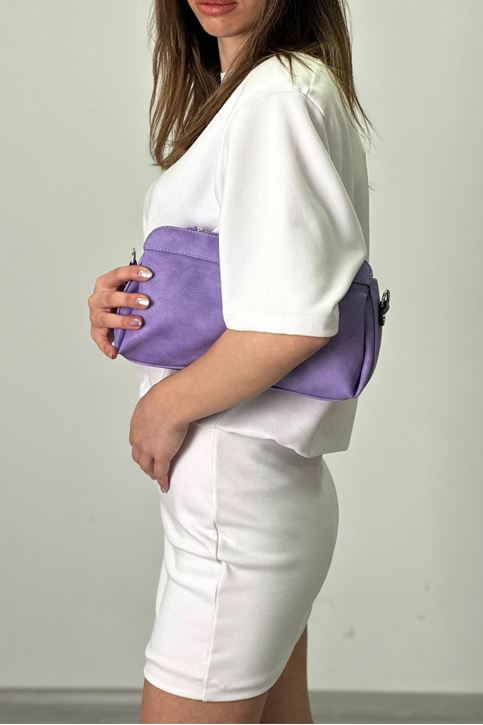 Portföy Yan Askılı Deri Çanta-Lila