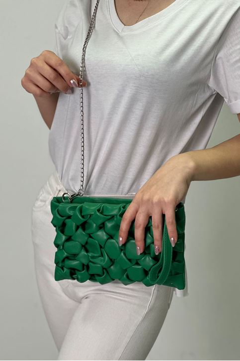 Baklava Desen Portföy Çanta-Yeşil