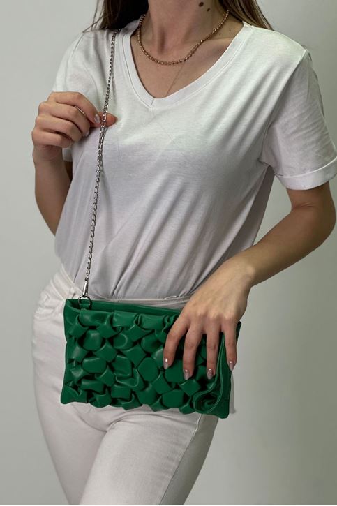 Baklava Desen Portföy Çanta-Yeşil