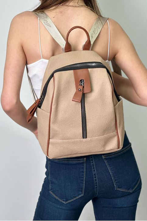 Çift Gözlü Gofraj Sırt Çanta-KUM