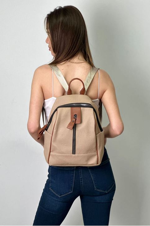 Çift Gözlü Gofraj Sırt Çanta-KUM