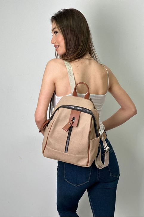 Çift Gözlü Gofraj Sırt Çanta-KUM