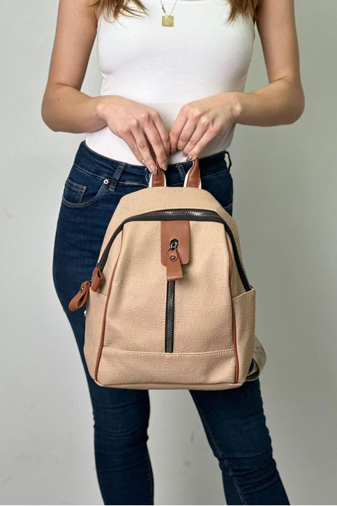 Çift Gözlü Gofraj Sırt Çanta-KUM