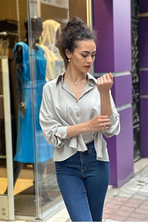 Salaş Büyük Yaka Gömlek-Taş