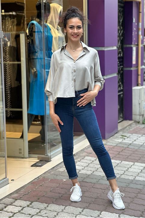 Salaş Büyük Yaka Gömlek-Taş