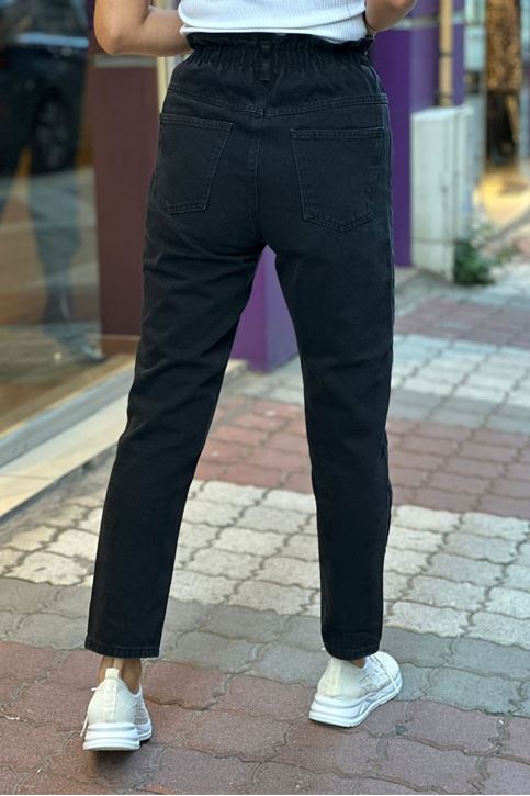 Bel Lastikli Yüksek Bel Pantolon-Füme