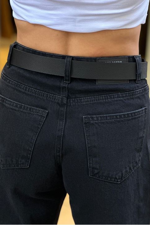 Yılanlı Tokalı Deri Kemer-Siyah