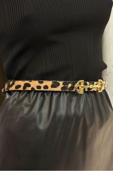 Kilit Toka Detaylı Leopar Desen Kemer-Leopar