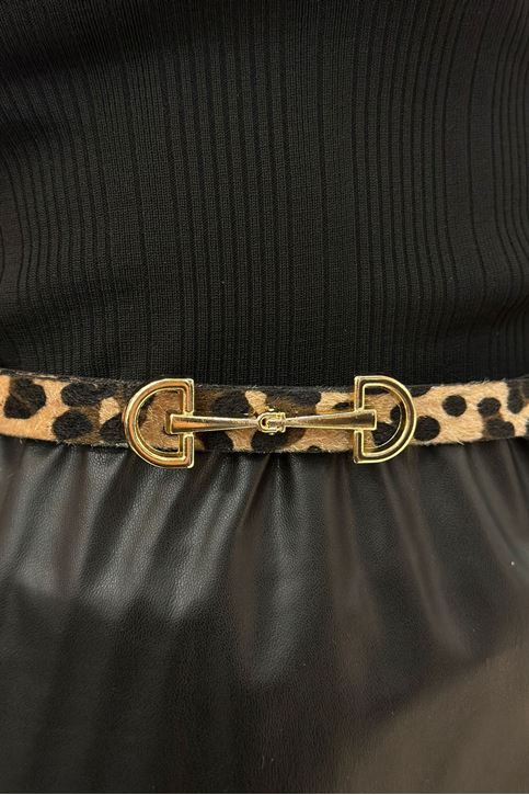 Kilit Toka Detaylı Leopar Desen Kemer-Leopar