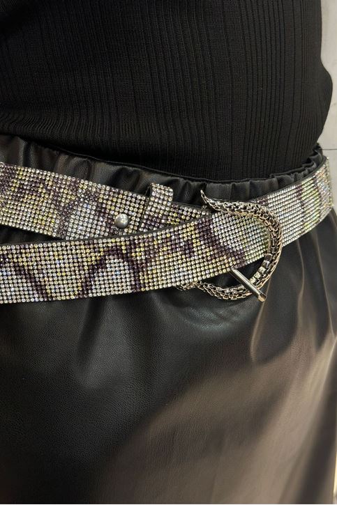 Yılan Taş Detaylı Tamamı Taş Kemer-Gümüş