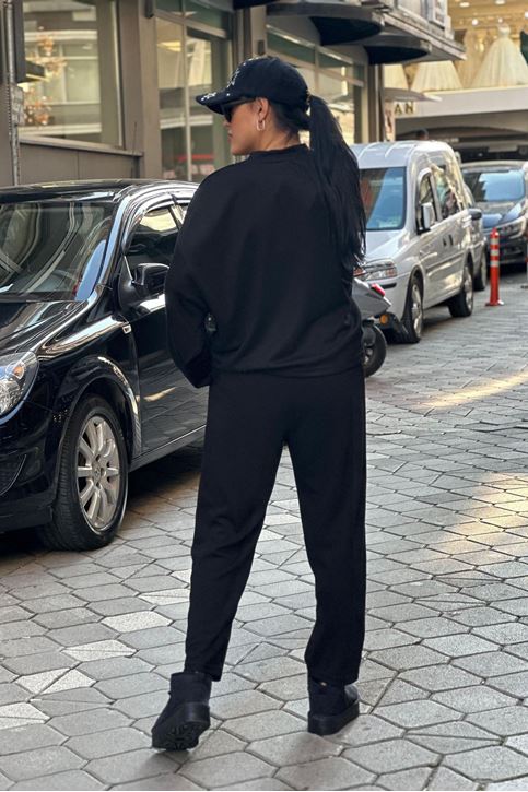 Çıma Detay Salaş Doku İkil Takım-Siyah