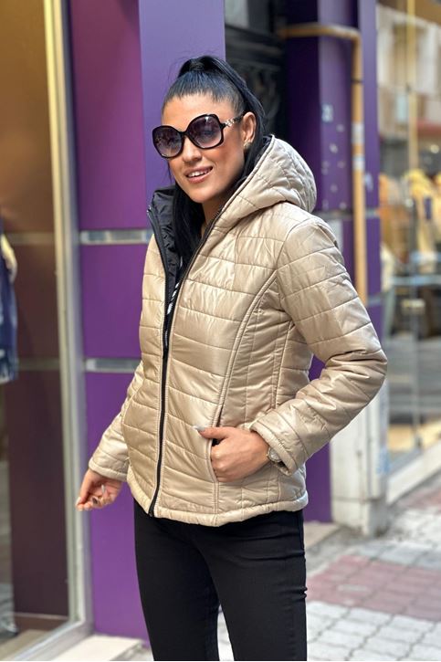 Kapşonlu İçi Siyah Astarlı Silimfit Mont-Vizon