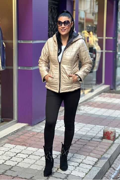 Kapşonlu İçi Siyah Astarlı Silimfit Mont-Vizon