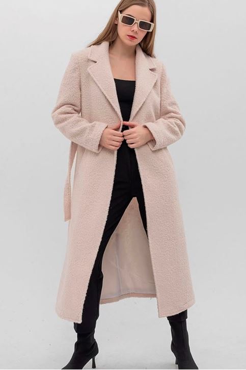 Tam Kalıp İçi Astarlı Tedy Kaban-Krem