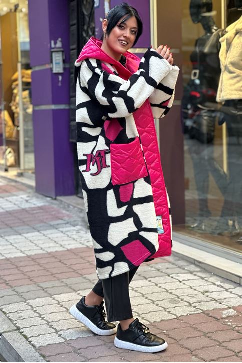 Dalmaç Desen Kapitone Detay Salaş Hırka-Pembe