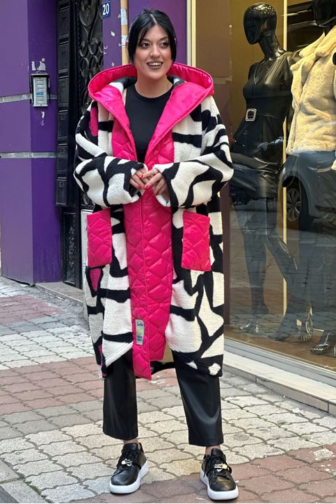 Dalmaç Desen Kapitone Detay Salaş Hırka-Pembe