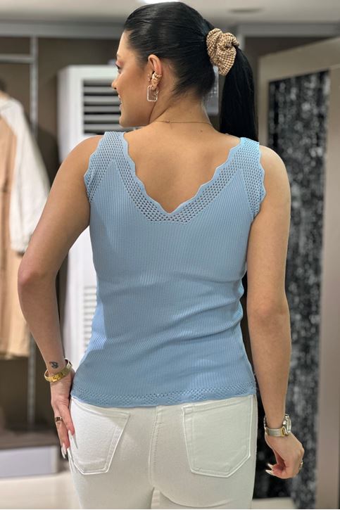 Merdiven Yaka Fitilli Dantel Detay Askılı-Bebemavi