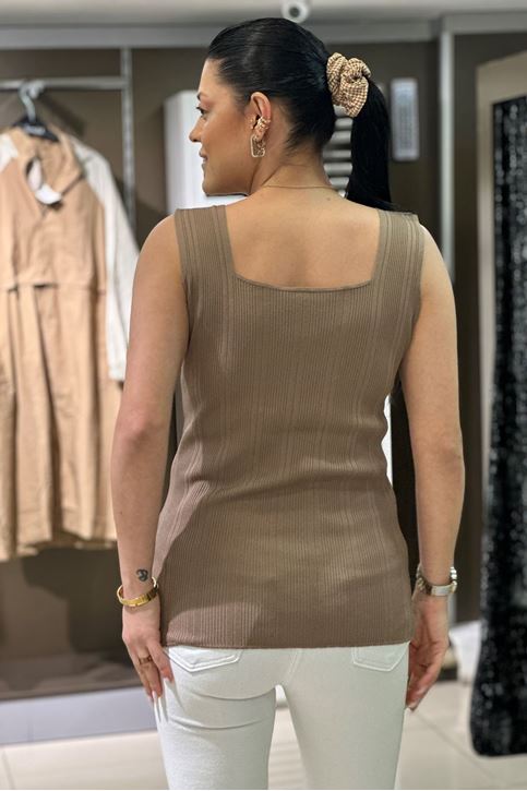 Kalın Askılı Fitilli Büyük Beden Triko-Vizon