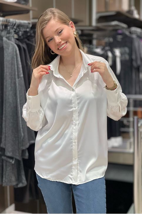 Basic Saten Gömlek-Beyaz