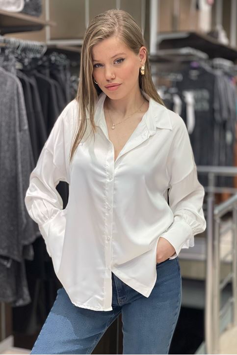 Basic Saten Gömlek-Beyaz
