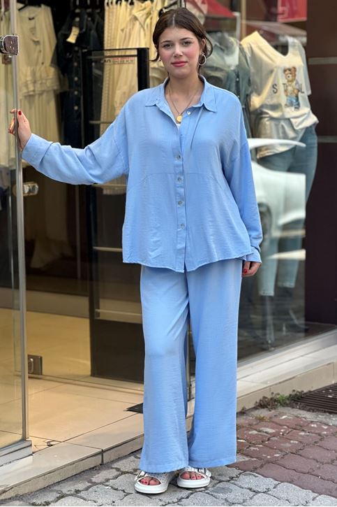 Bol Paça Salaş Kesim Keten İkili Takım-Bebemavi