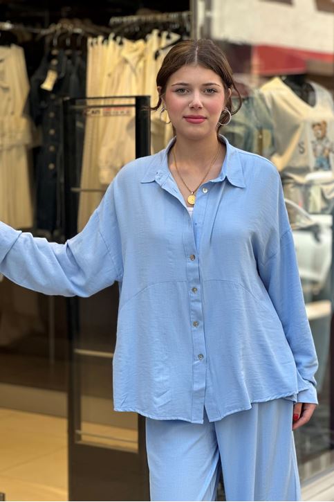 Bol Paça Salaş Kesim Keten İkili Takım-Bebemavi