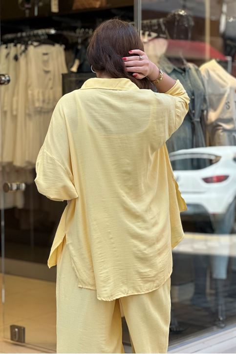 Bol Paça Salaş Kesim Keten İkili Takım-Sarı