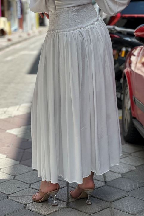 Ceket Püskül Detay Salaş Etekli İkili Takım-Beyaz