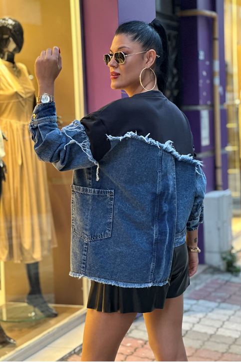 Kot Detay Salaş Sweatshirt-Siyah