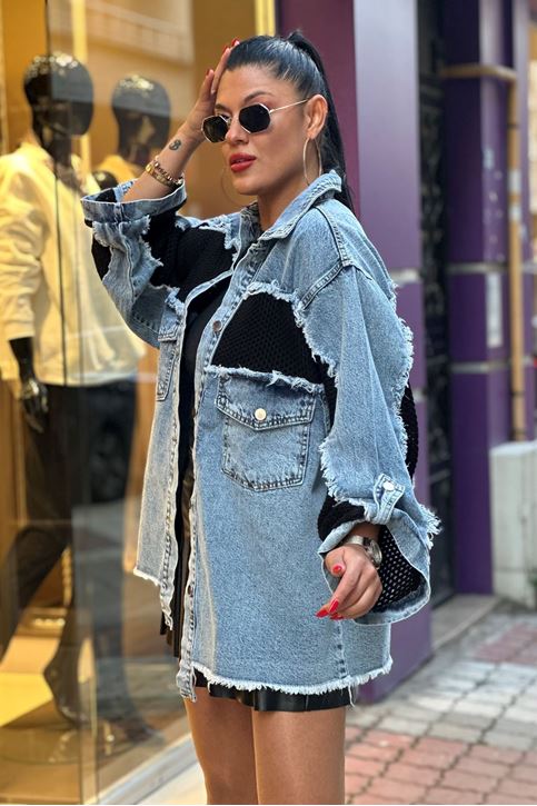 File Detay Kot Gömlek-Siyah