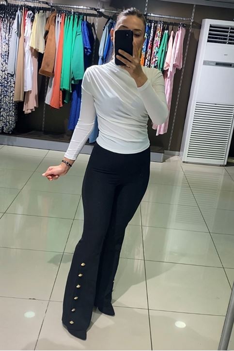 Bel Fermuar Lastik Detay İspanyol Aksusar Detaylı Pantolon-Siyah