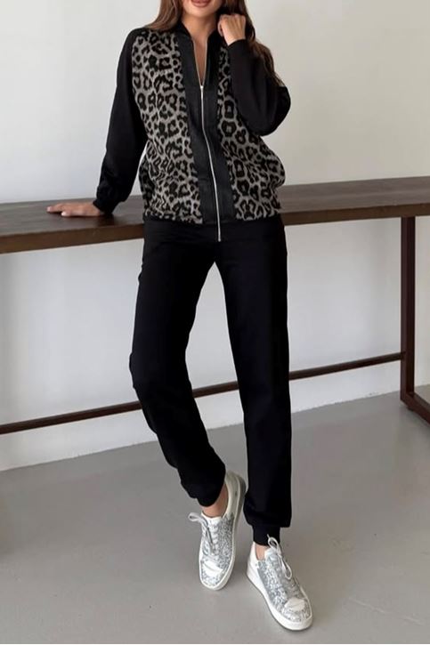 Jakarlı Leopar Desenli İkili Takım-Leopar