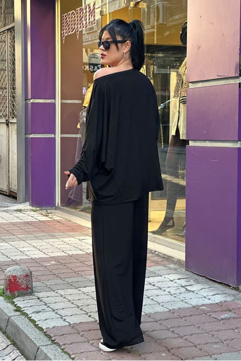 Düşük Omuz Salaş İkili Takım-Siyah