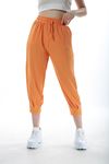Paçası Pensli Beli Lastikli Pantolon-Orange