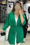 Kısa Kol Kemerli Kimono-Yeşil
