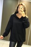 Kapşonlu Kanguru Cepli Sweat-Siyah