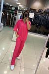 Gömlek Yaka Bol Paça İkili Takım-Pembe
