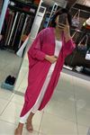 Omuz Ve Yakası Taş İşlemeli Salaş Kimono-Pembe