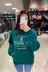 Los Angeles Yazılı Kapüşonlu Sweatshirt-Yeşil