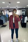Çift Cepli Eskitmeli Gabardin Gömlek-Bordo