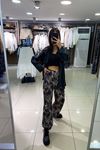Zebra Desen Bel Lastikli Bol Paça Pantolon-kahve-siyh