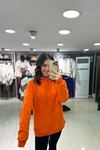 Üç İplik Kapüşonlu Sweatshirt-Turuncu