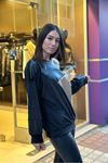Kadife Deri Detaylı Sweatshirt-gold